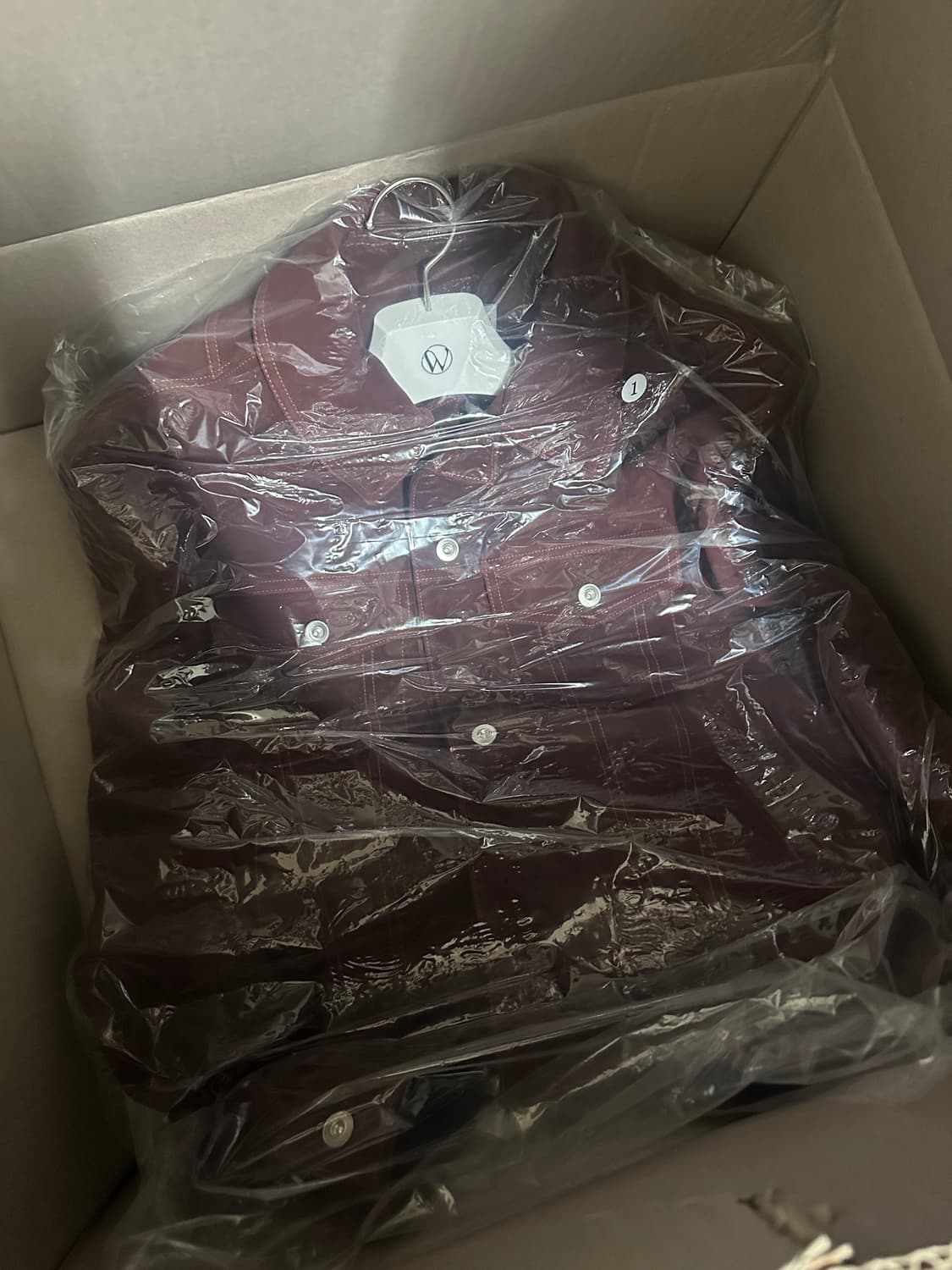 웨이비니스 waviness 스웨이드 트러커 버건디 미개봉 1사이즈 판매 상품이미지2