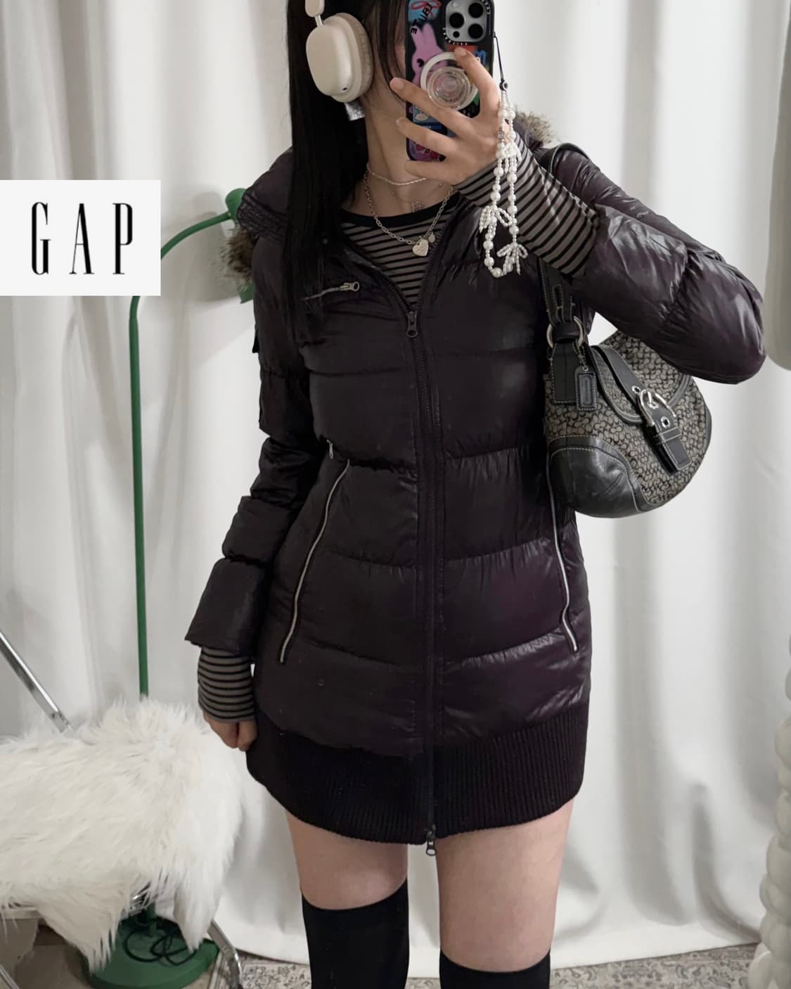 갭 딥 퍼플 롱 패딩 자켓 상품이미지1