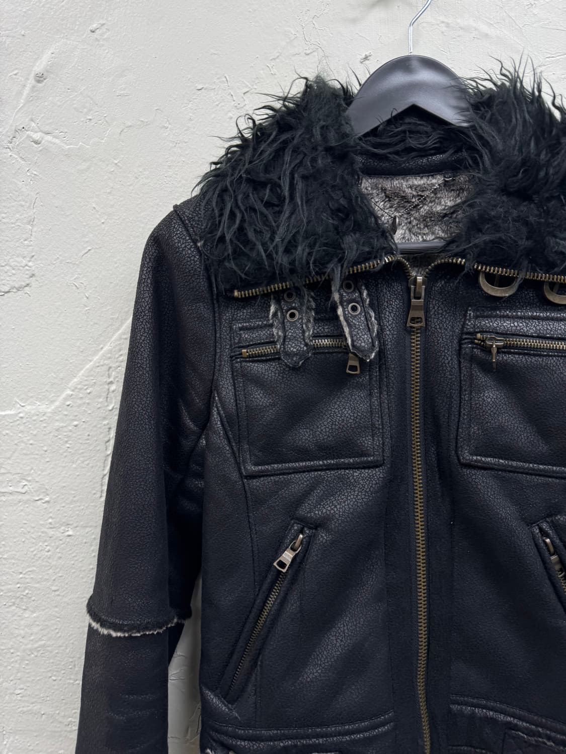 Unknown 00s vkei trimming crow fur jacke 상품이미지3