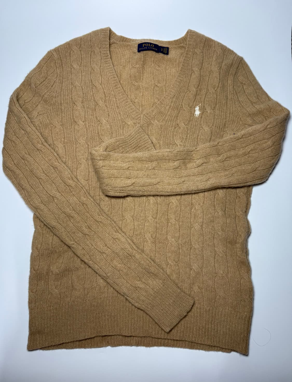 폴로 랄프로렌 브이넥 케이블 니트 브라운 상품이미지1