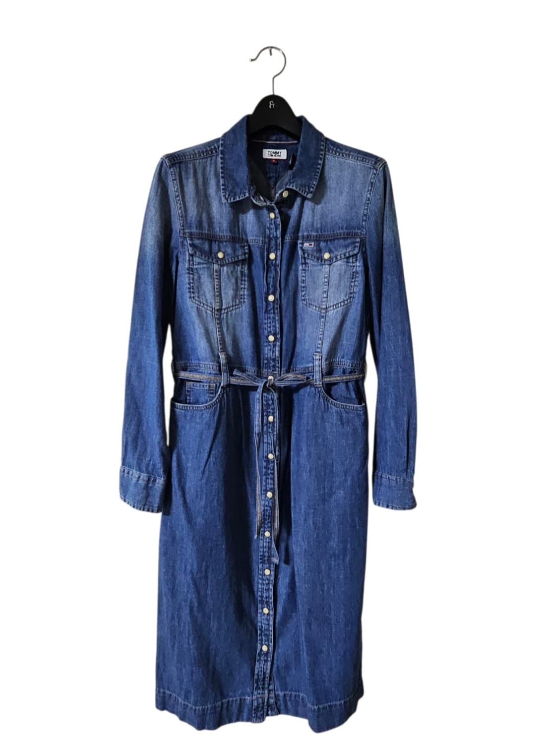 Tommy Jeans 블루 버튼 장식 벨티드 데님 미디원피스 S 상품이미지2