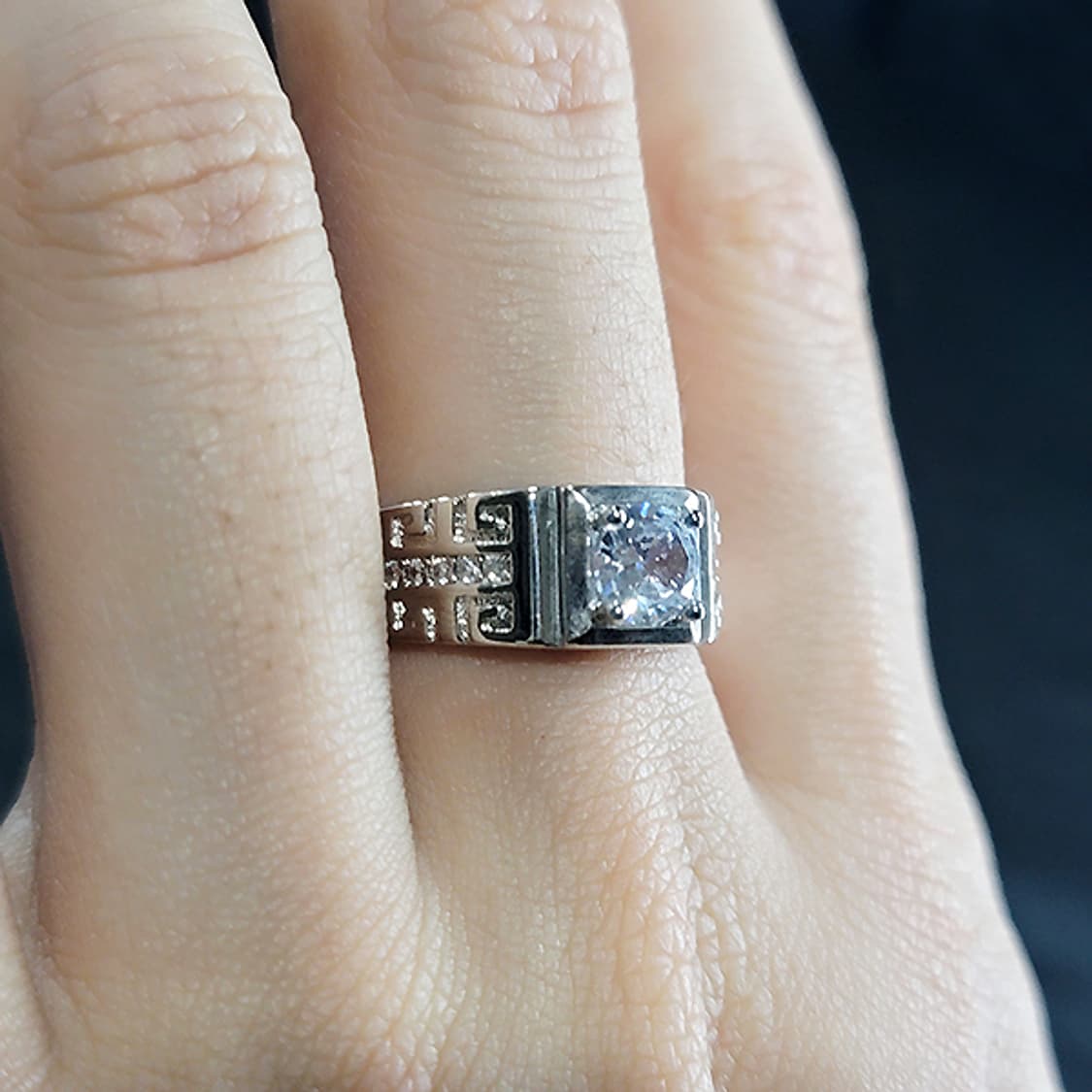 Tenor 실버 모이사나이트 남자 빈티지 선물 소품 반지 상품이미지7