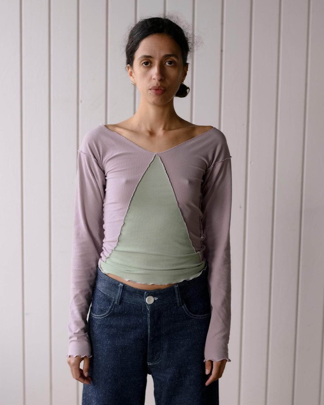 [S,M,L]베이스레인지 Phy 롱 슬리브리스 탑/벌비 퍼플 상품이미지1