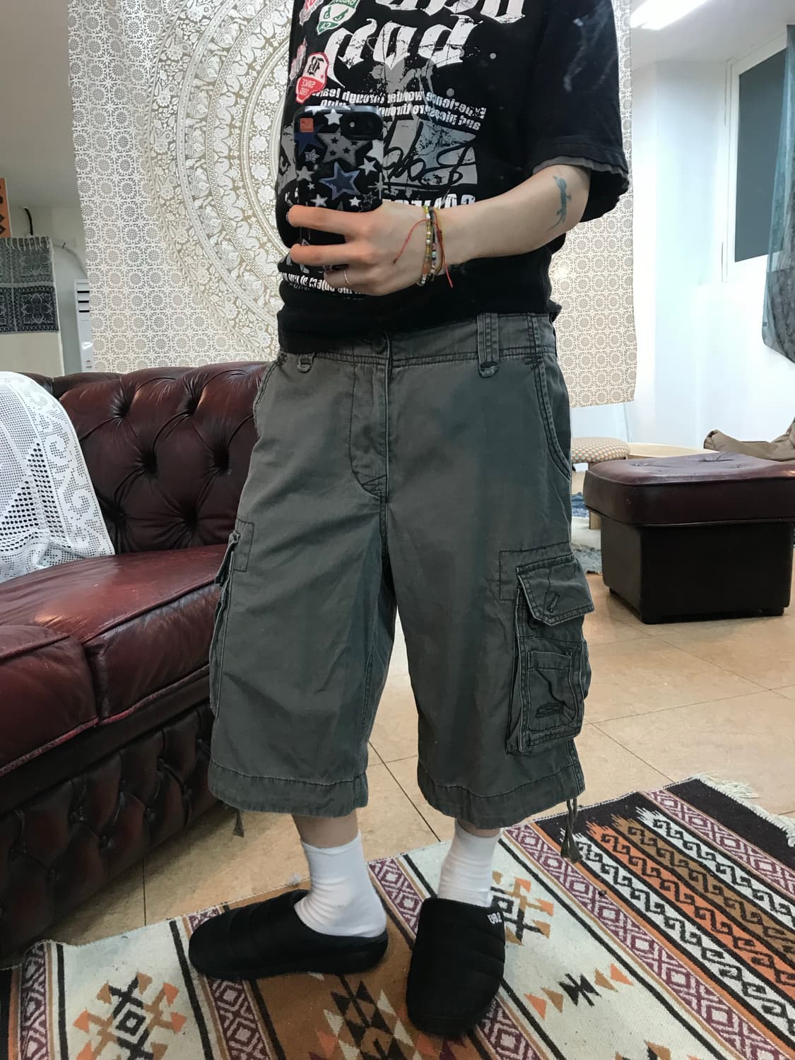 빈티지 연차콜 카고 반바지  상품이미지1