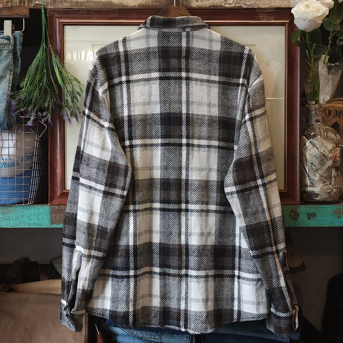 90s 아메리칸 빈티지 체크셔츠 헤비 플란넬 워크셔츠 블루 xl 상품이미지2