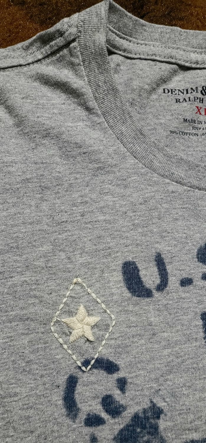 (새상품)데님앤서플라이 남성용 자수 그레이 반팔티셔츠(XL) 상품이미지5