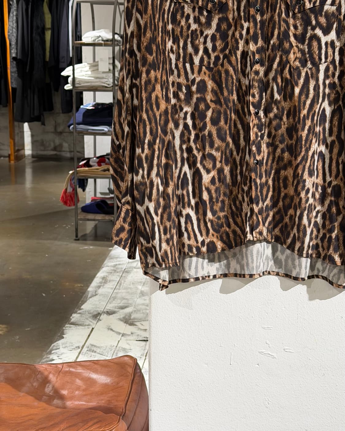 r13 레오파드 프린트 실크 오버사이즈 카우보이 셔츠 상품이미지5