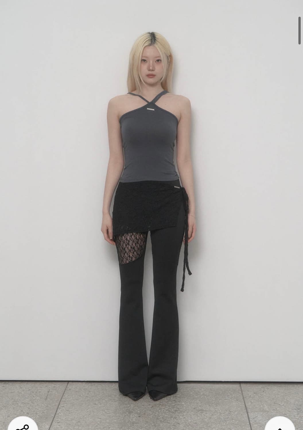 에트오소메 See Through Lace Lap Bootcut Pants 상품이미지3