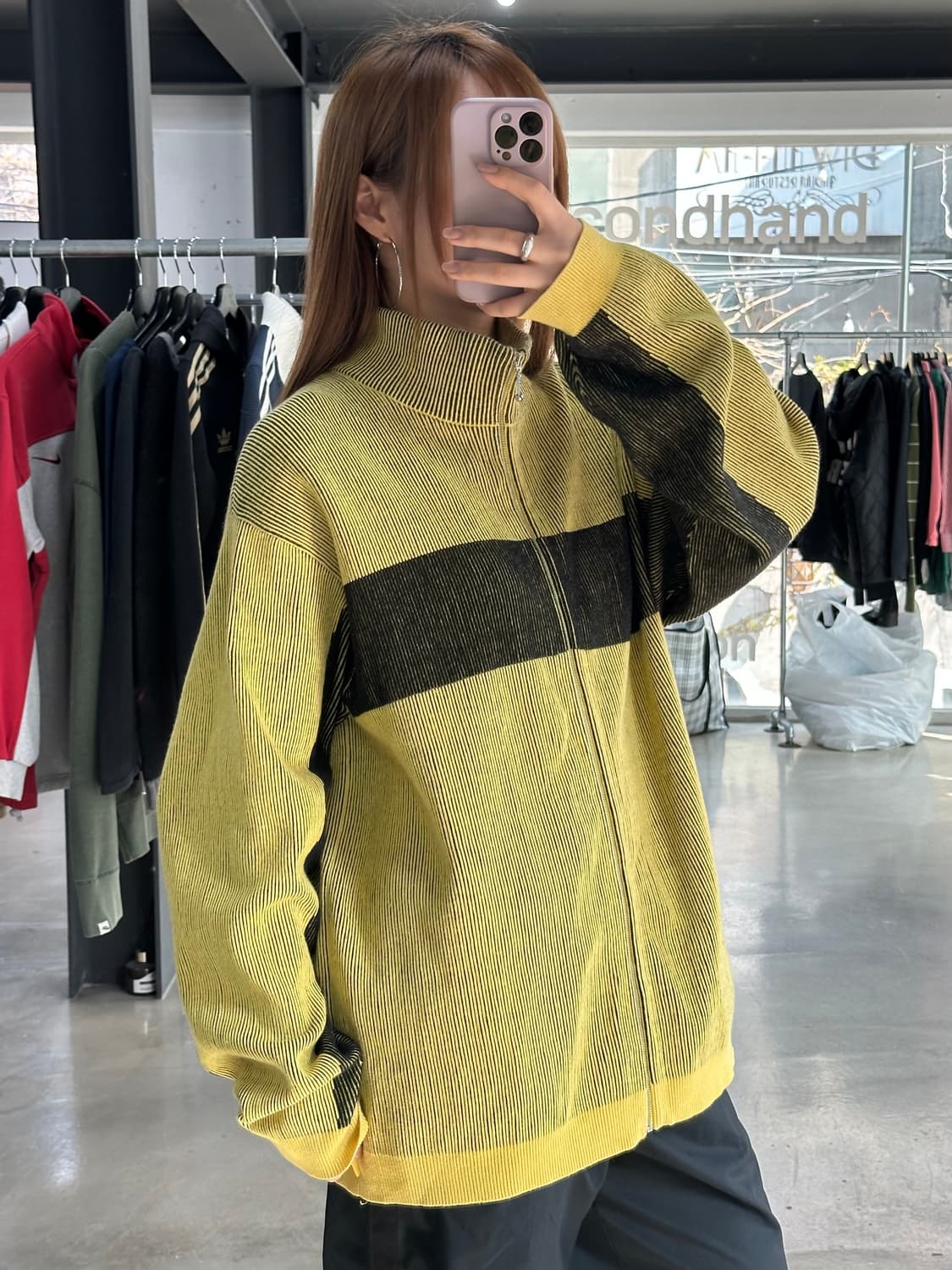 슈프림 22FW 투톤 리브드 집업 스웨터 옐로우 상품이미지3