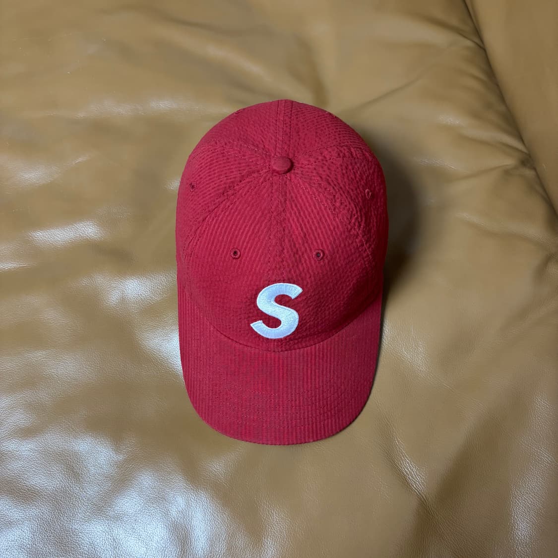 Supreme 슈프림 24ss 씨어서커 레드 S로고 6패널 볼캡 모자 상품이미지6