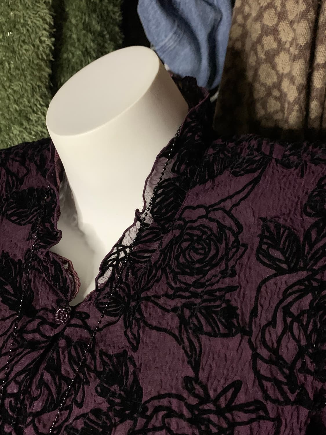 고스 로리 긱시크 오리엔탈 y2k 장미 블라우스 상품이미지3