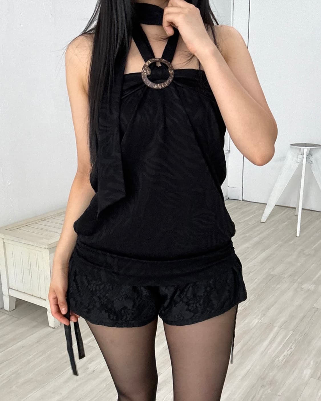 CECIL McBEE Zebra Halter Tube Top 상품이미지5