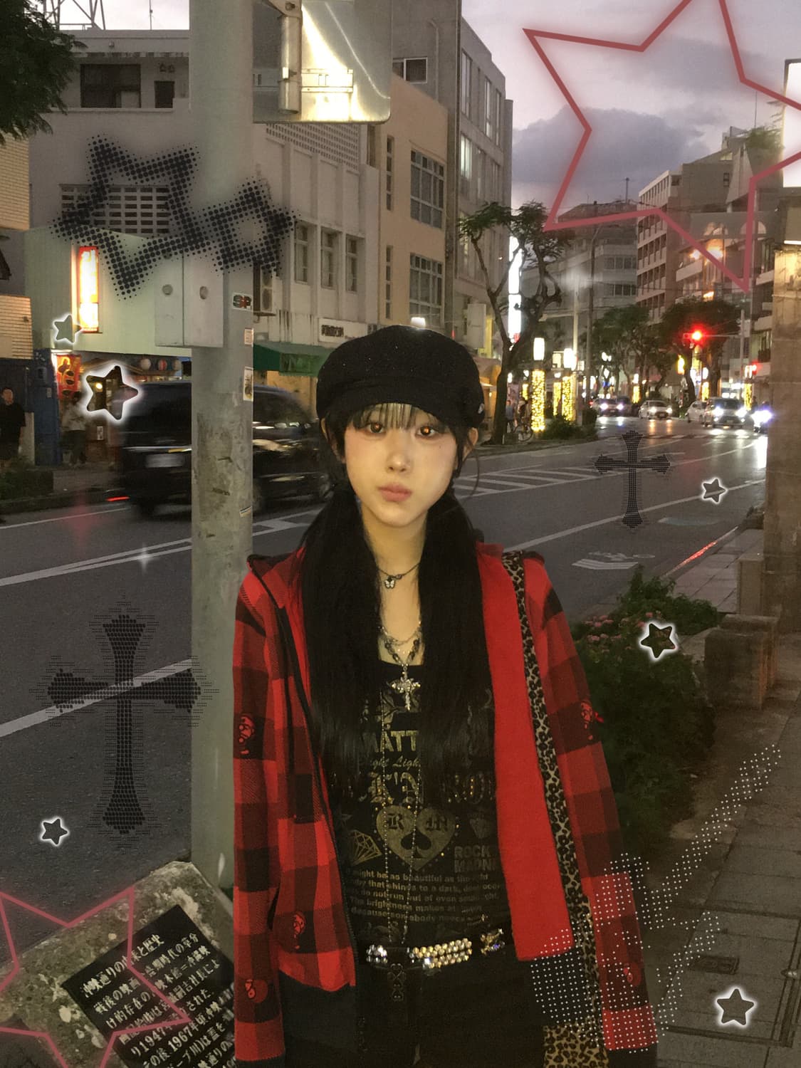 베이프 베이비마일로 작사 레드 체크 나나깔 펑크 후드집업 상품이미지3