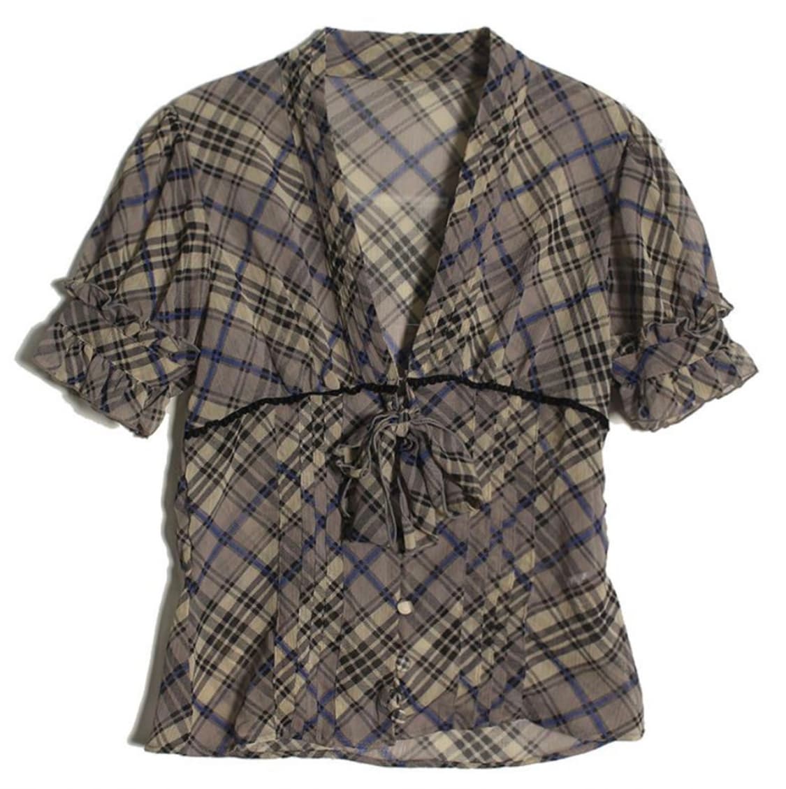 vintage frill check blouse 상품이미지1