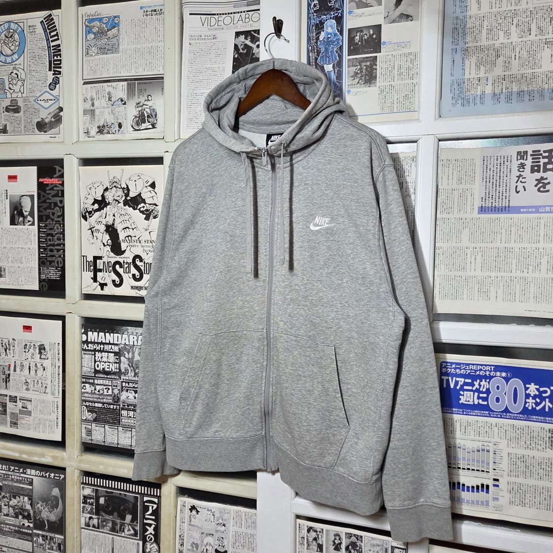 나이키 라이트 그레이 오버핏 후드집업 상품이미지1