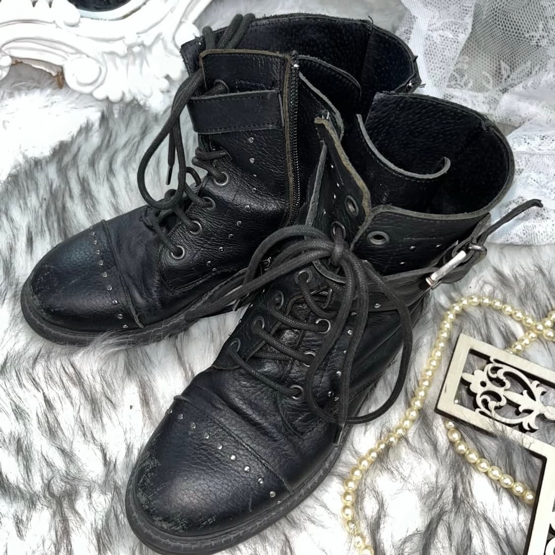 빈티지 스터드 레이스업 숏부츠 상품이미지3