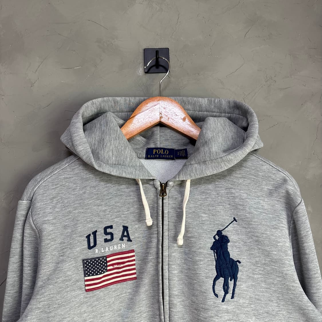폴로 랄프로렌 빅포니 성조기 후드집업 그레이 상품이미지2