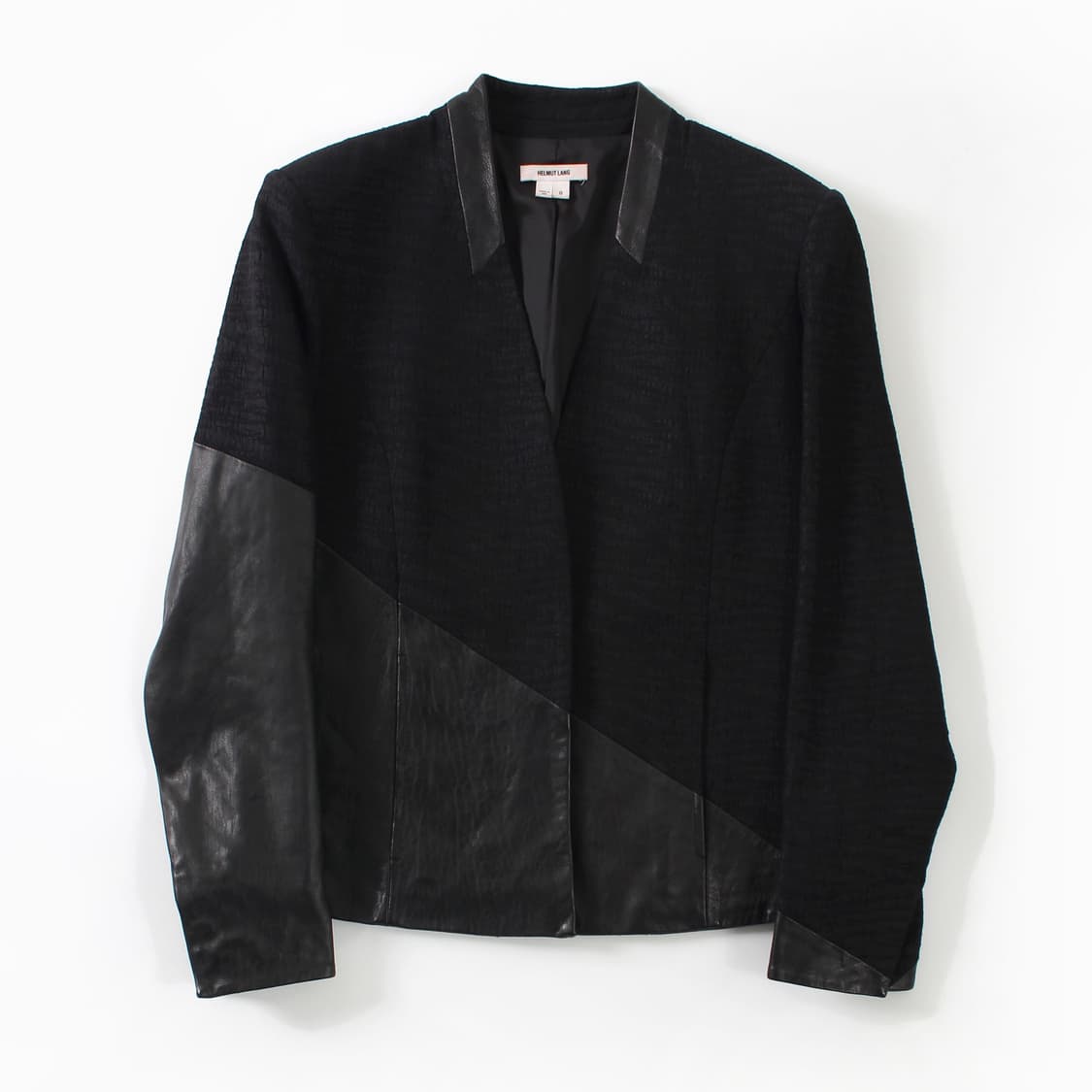 헬무트랭 Helmut lang 양가죽 배색 사선 비대칭 노카라 자켓 블레 상품이미지1