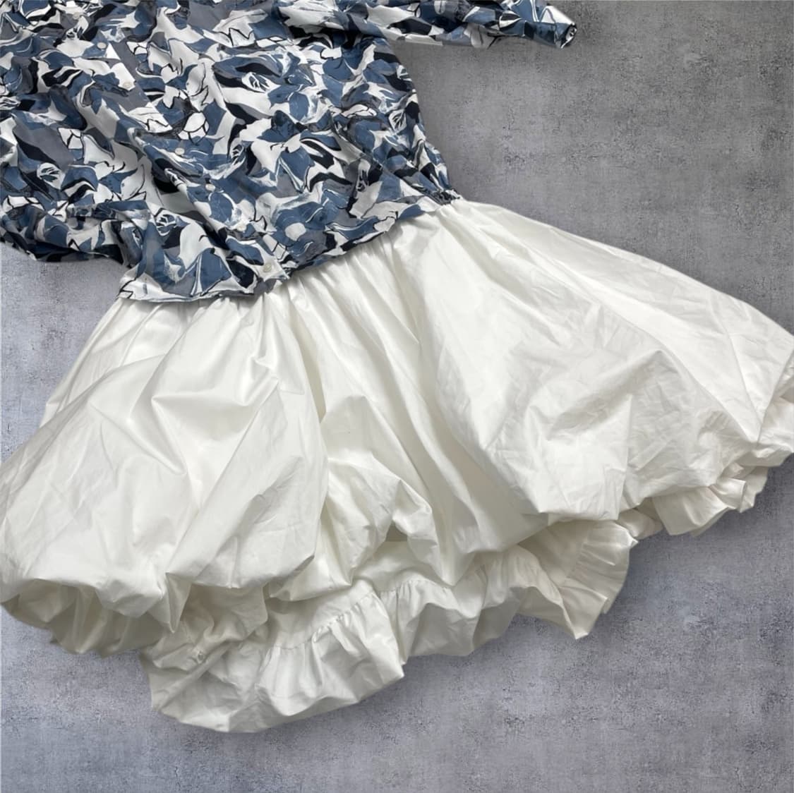 다웨이 DAWEI 블루 플라워 프린트 벌룬 원피스 36 상품이미지7