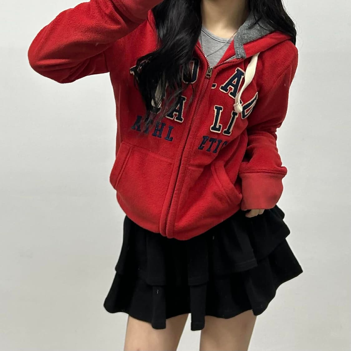 후아유 y2k 러블리힙 스웻 후드집업 희귀져지(L) 상품이미지2