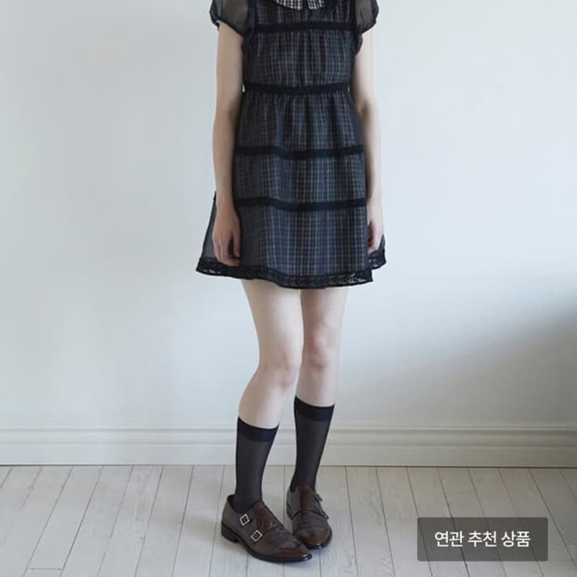 데어드 고스로리 체크 퍼프 미니 원피스 갸루 공겜여주 상품이미지1