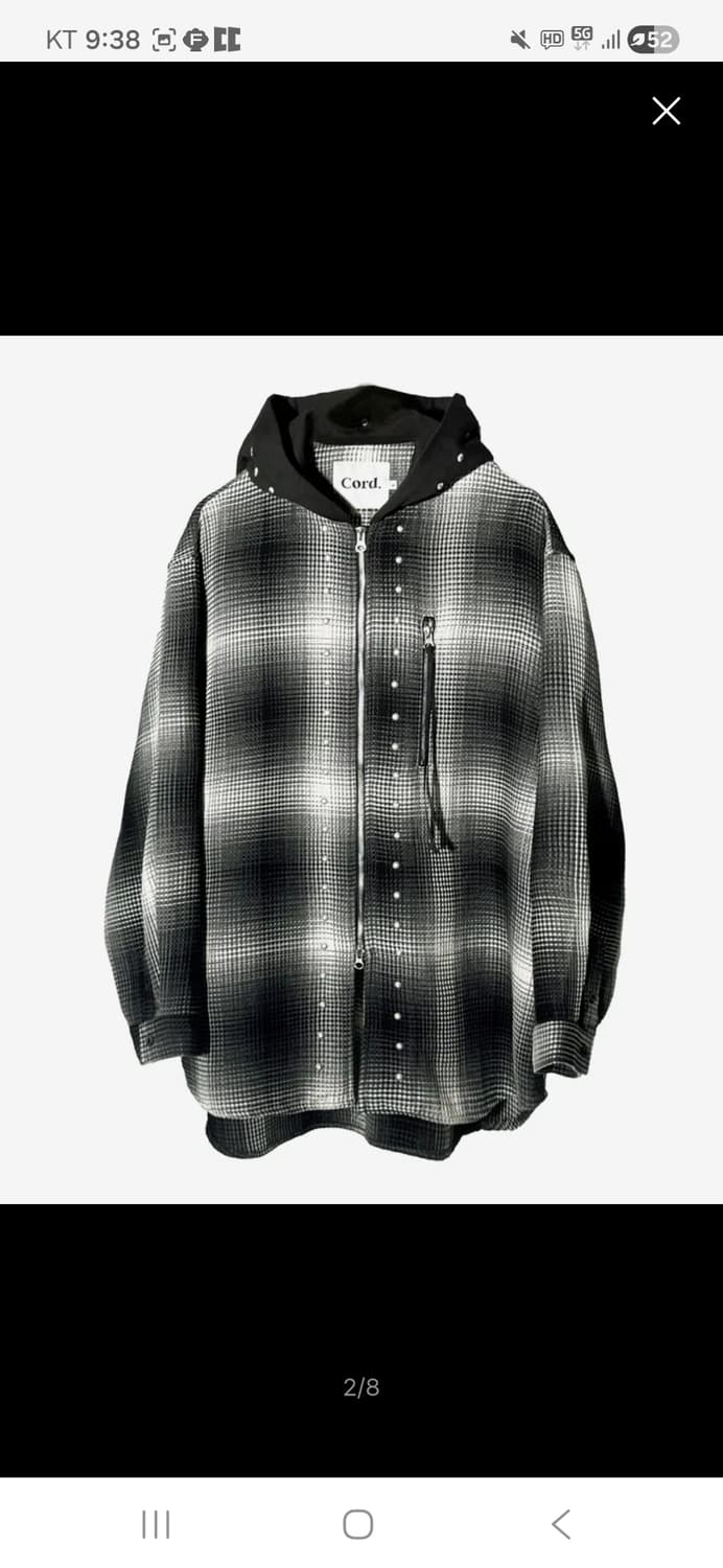 [ L ]코드 지퍼 포켓 후디드 스터드 셔츠 블랙 상품이미지2