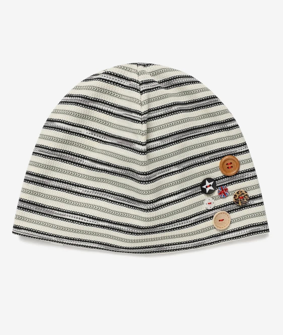 카비시-STRIPED BUTTON BEANIE IVORY 상품이미지1