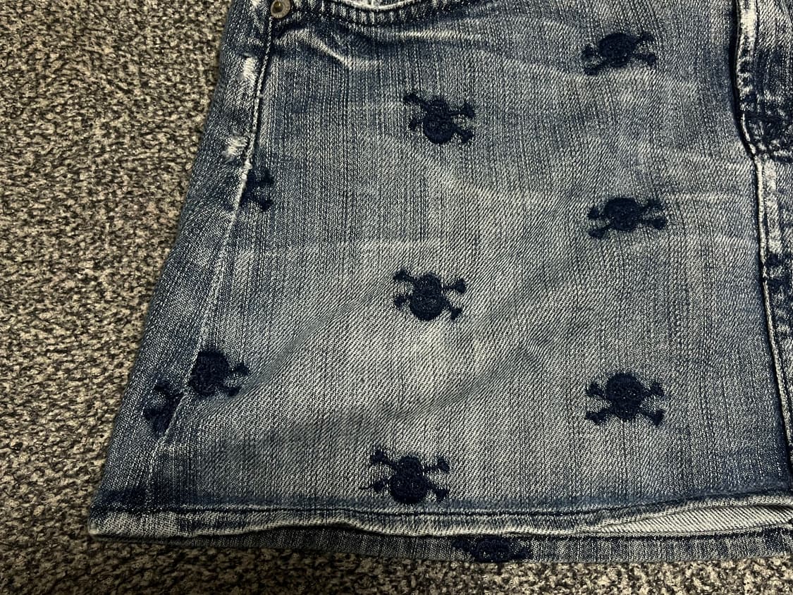 해골 펑키 빈티지  데님 미니스커트 상품이미지3