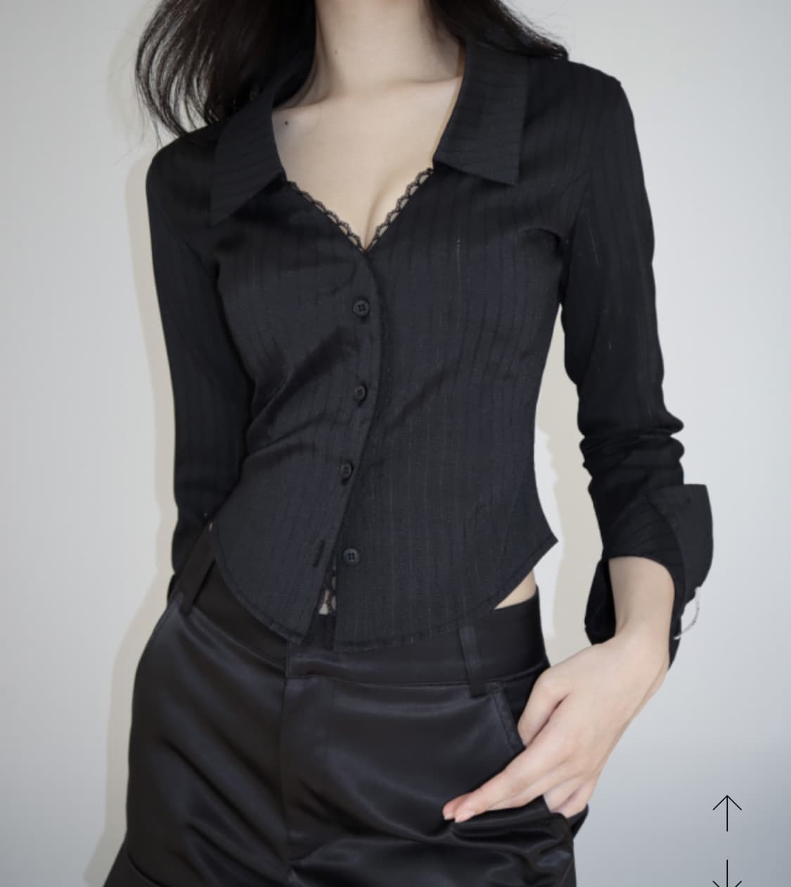 클라따 메이드 레이스 프린센스 셔츠 블랙 S 상품이미지2