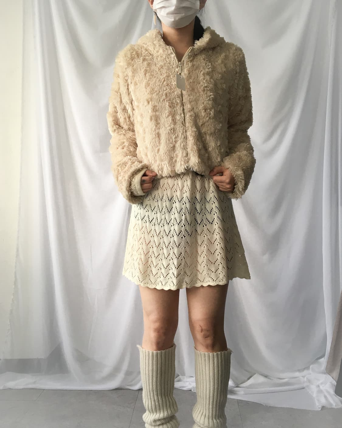 Fake fur hood zip up 상품이미지1