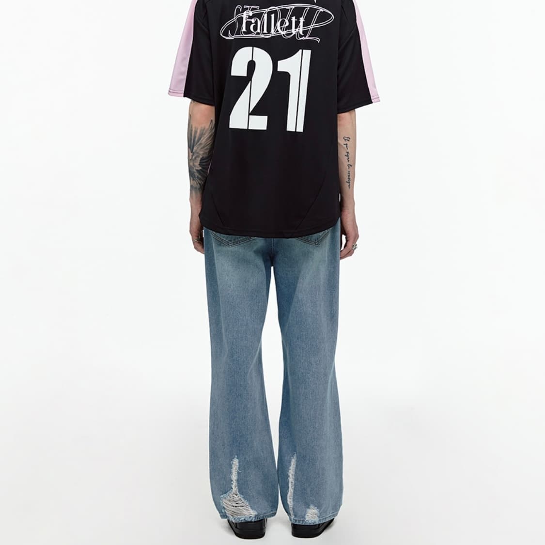 24SS FALLETT 디스트로이드 와이드 데님 팬츠 라이트블루 상품이미지5