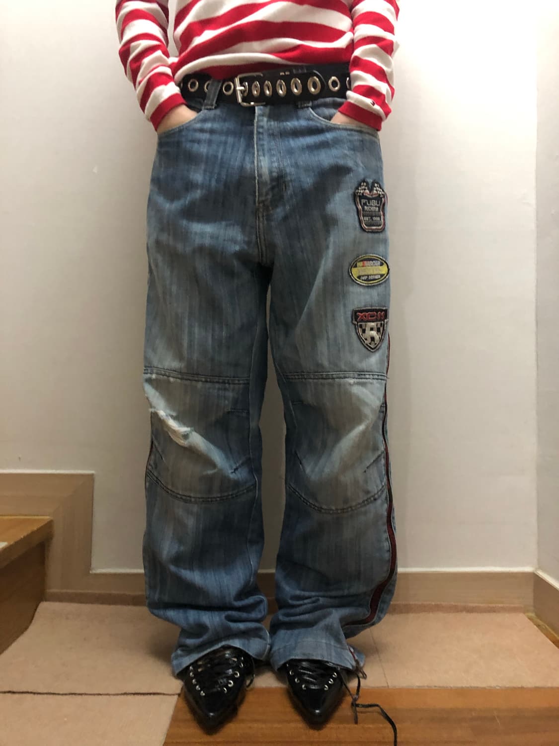 빈티지 푸부 데님 패치 팬츠 상품이미지1