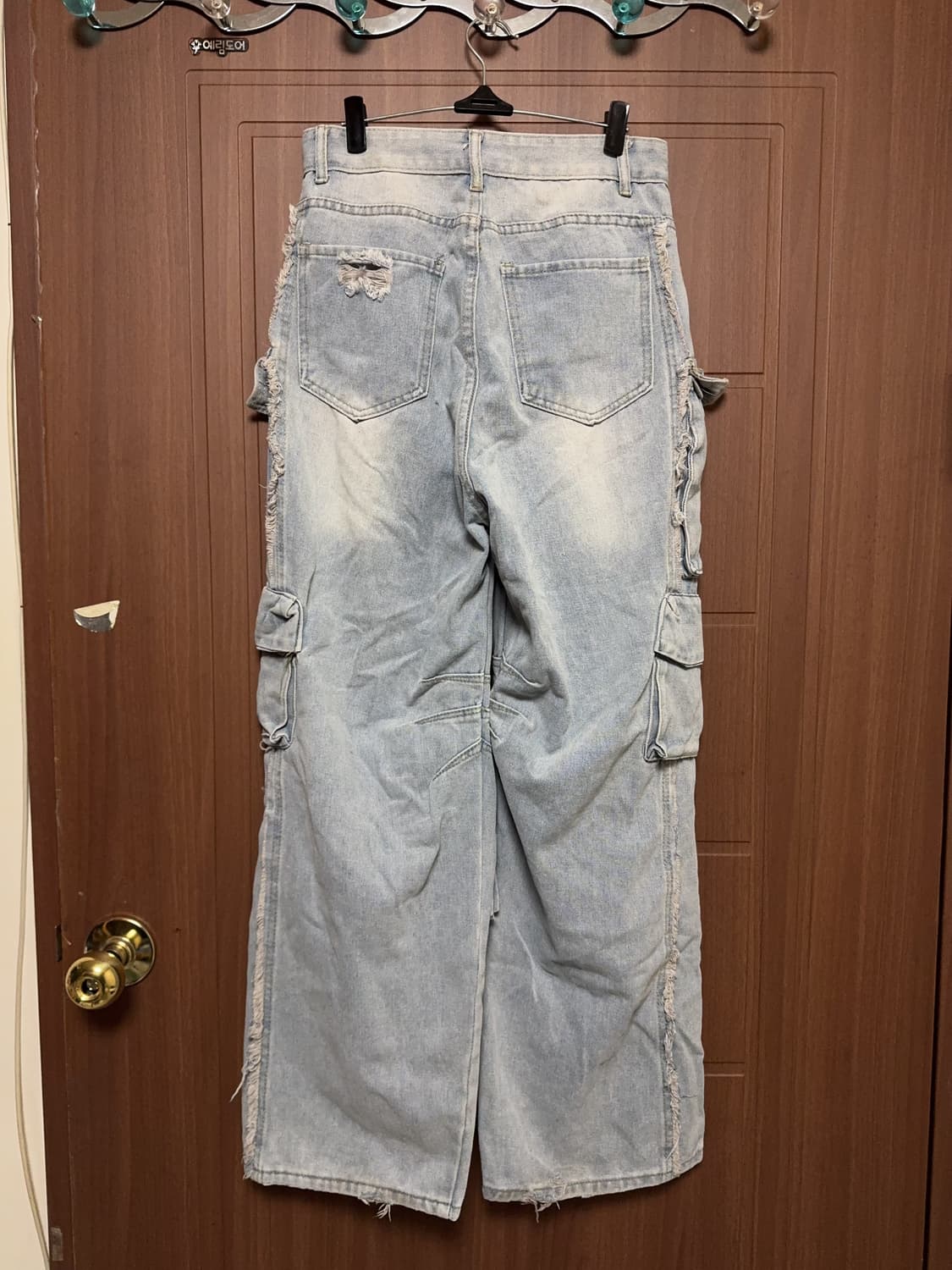 빈티지 서브컬쳐 중성계 무신사 데미지 워싱 와이드 데님 팬츠 상품이미지5