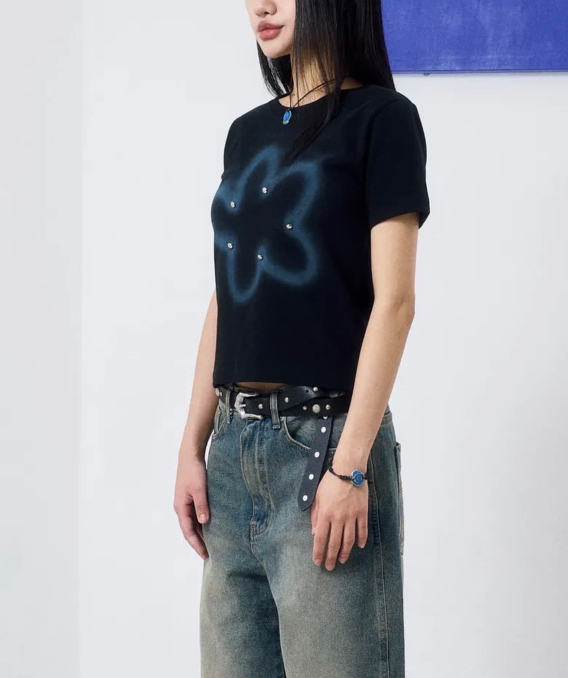 이우가마카라스 스터디드 버클 벨트 블랙 상품이미지2