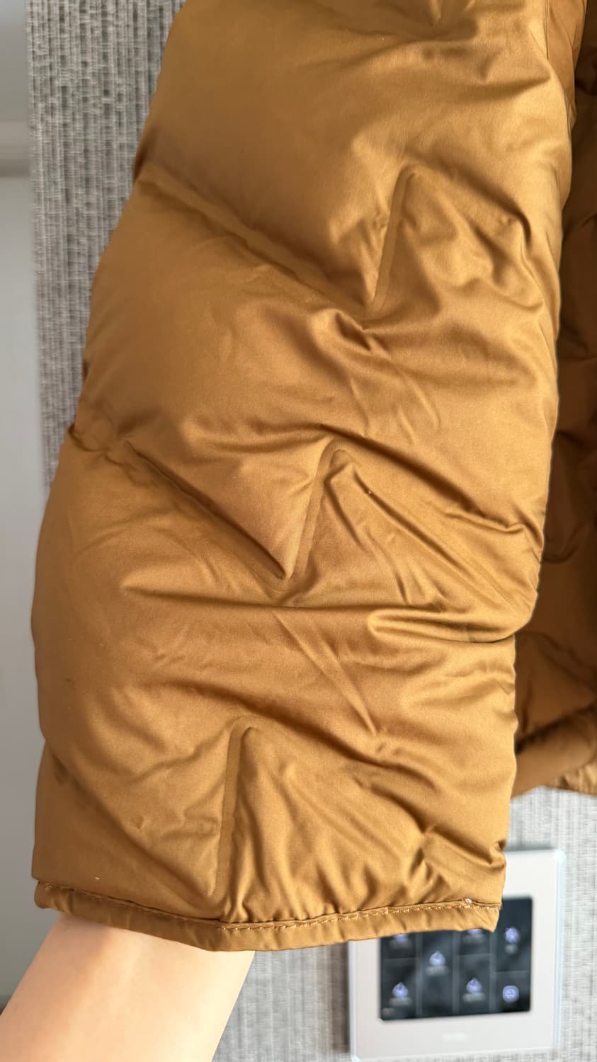 자바손 다운 경량 패딩 점퍼 카멜 브라운 후드 다운 자켓 L사이즈 여행 상품이미지3