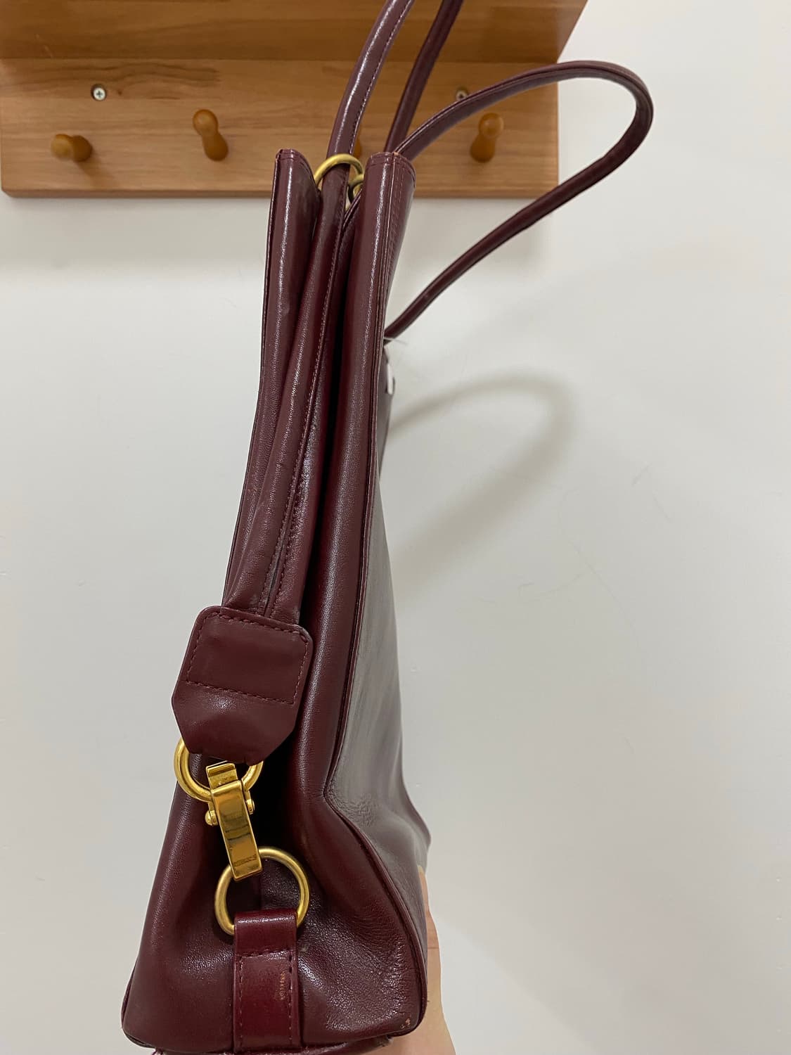 Takashimaya 레더 버건디 숄더백 상품이미지3