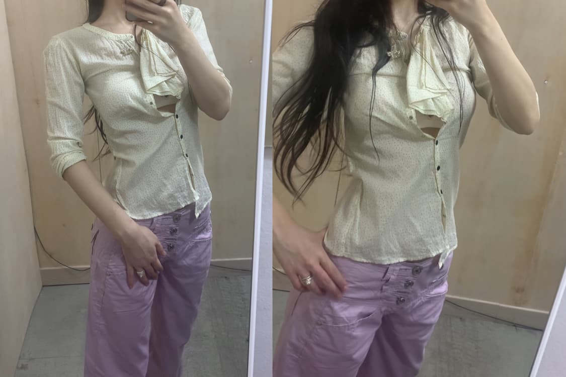 [직수입] 빈티지 mfg 코튼 카프리 트라우저 라벤더 핑크 상품이미지6