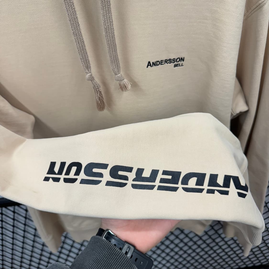 16S/S 앤더슨 벨 스웻셔츠 후드 원더러스트 빅 프린팅 디테일 베이지 상품이미지5