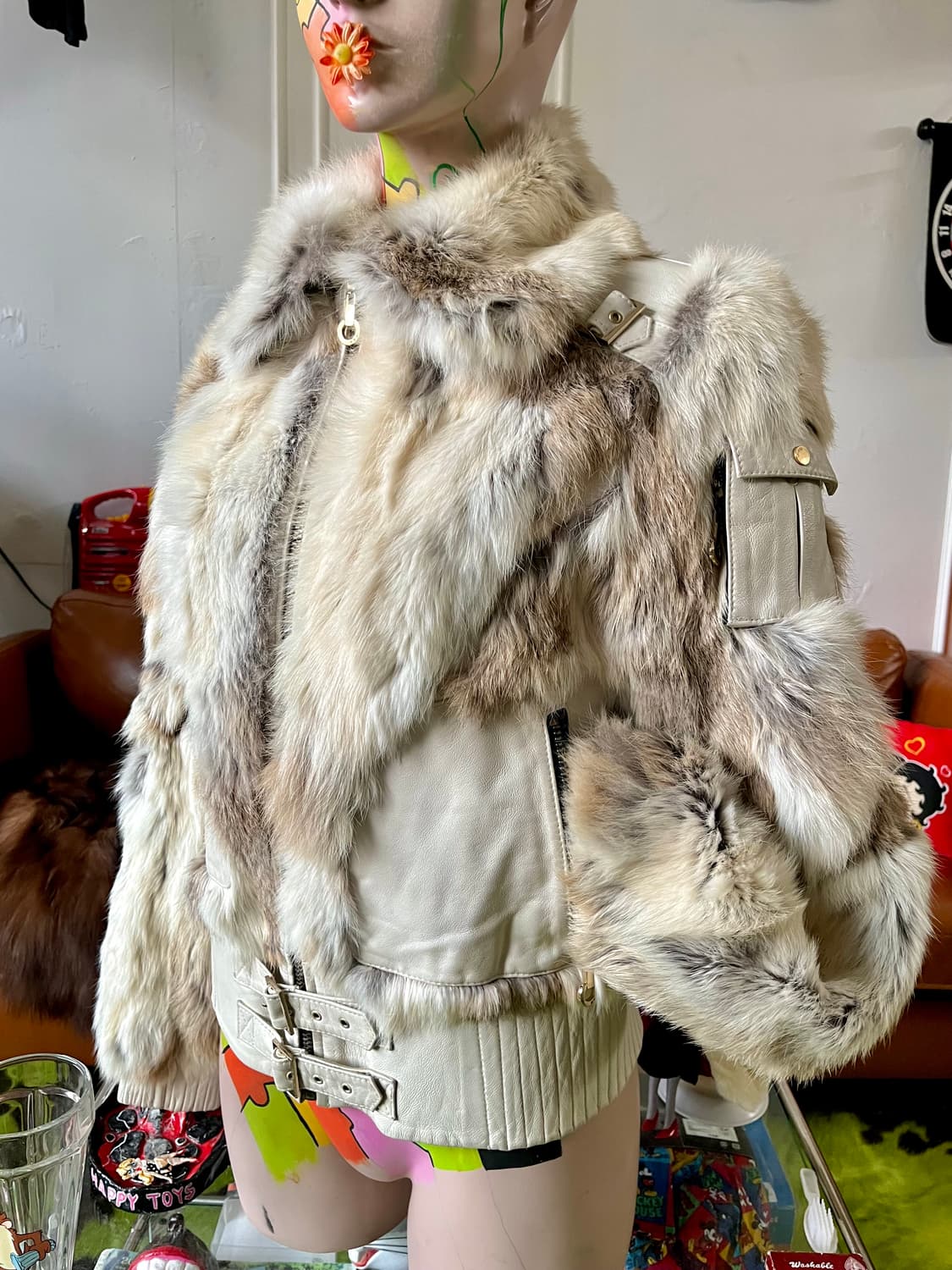 2000s EGOIST Glam Rabbit Fur Jacket 상품이미지2