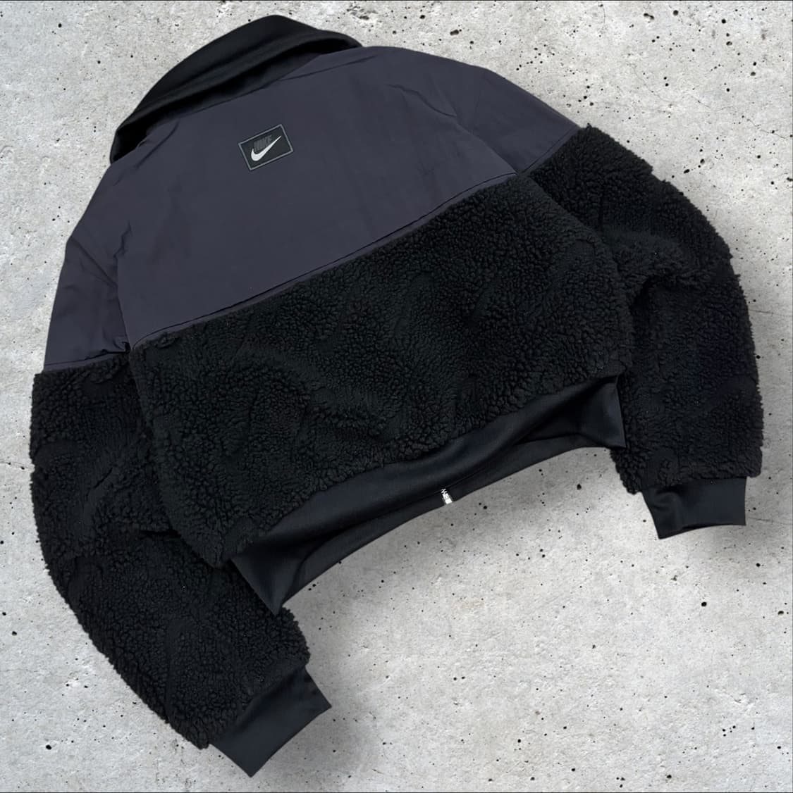 [XL] 나이키 우먼 크롭 봄버 블랙 뽀글이 플리스 후리스 자켓 C404 상품이미지2