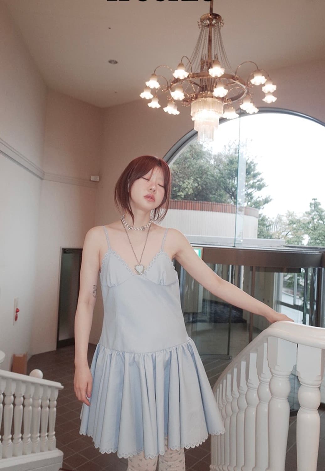 프레클 레이스 레더 드레스 상품이미지3