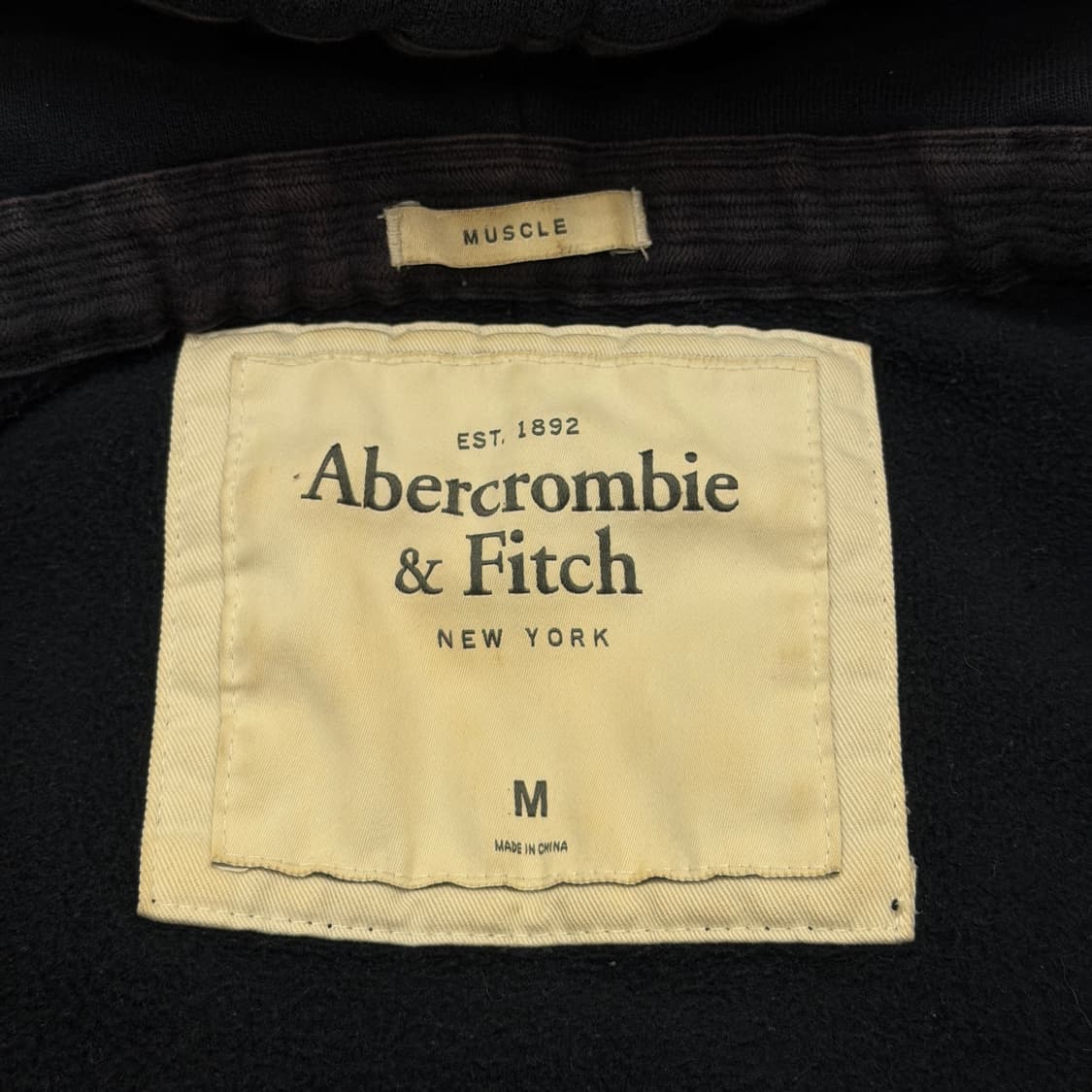 아베크롬비 빈티지 스펠로고 Y2K 기모 후드집업 자켓 네이비 M 상품이미지4