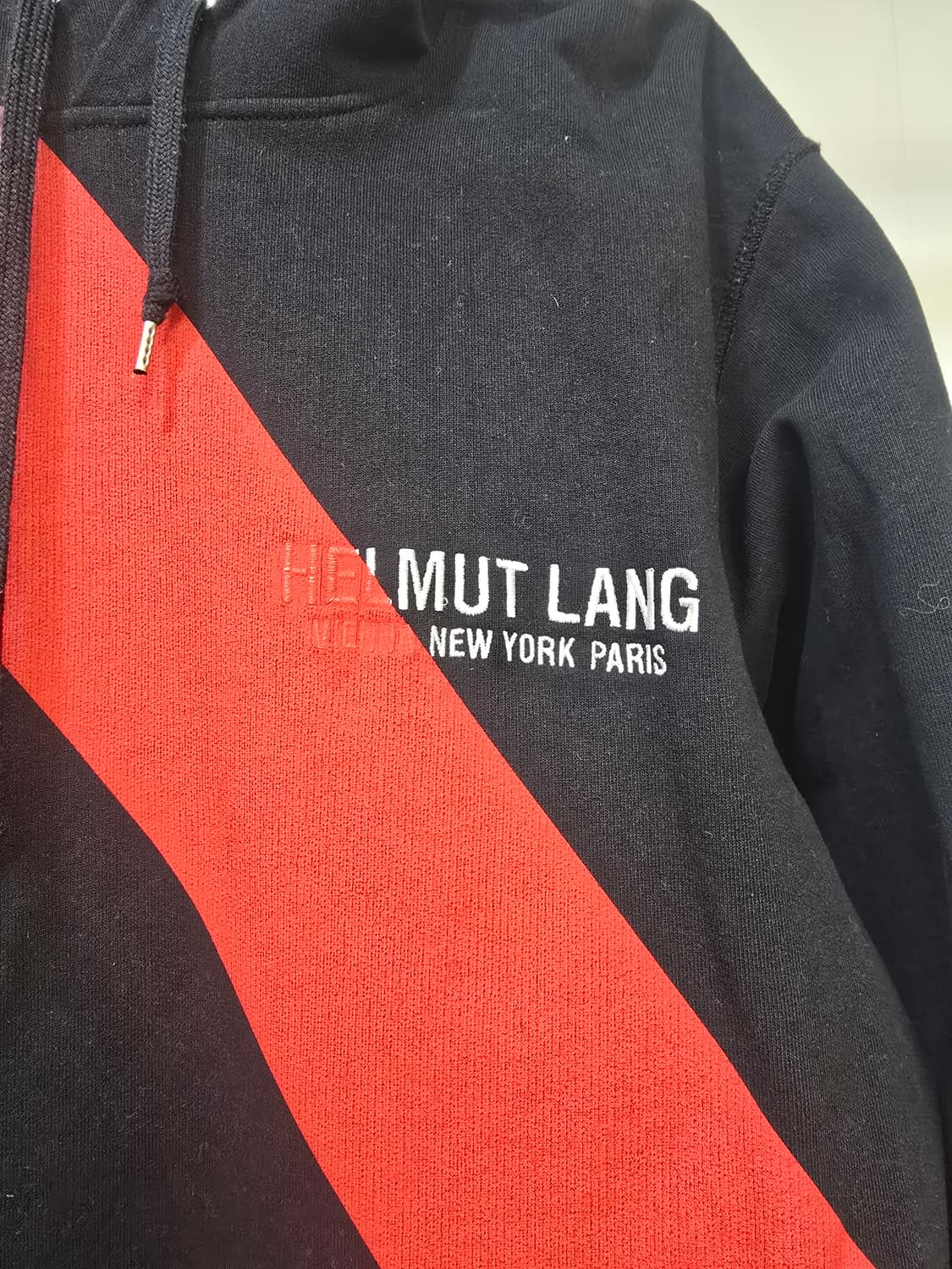 헬무트 랭 블랙/레드 스트라이프 후드티 상품이미지6