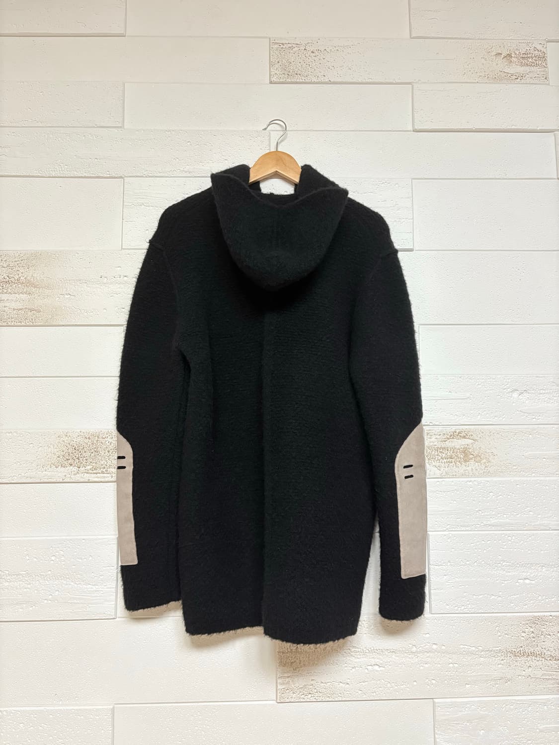 릭오웬스 레더 패치 울 후드 상품이미지2