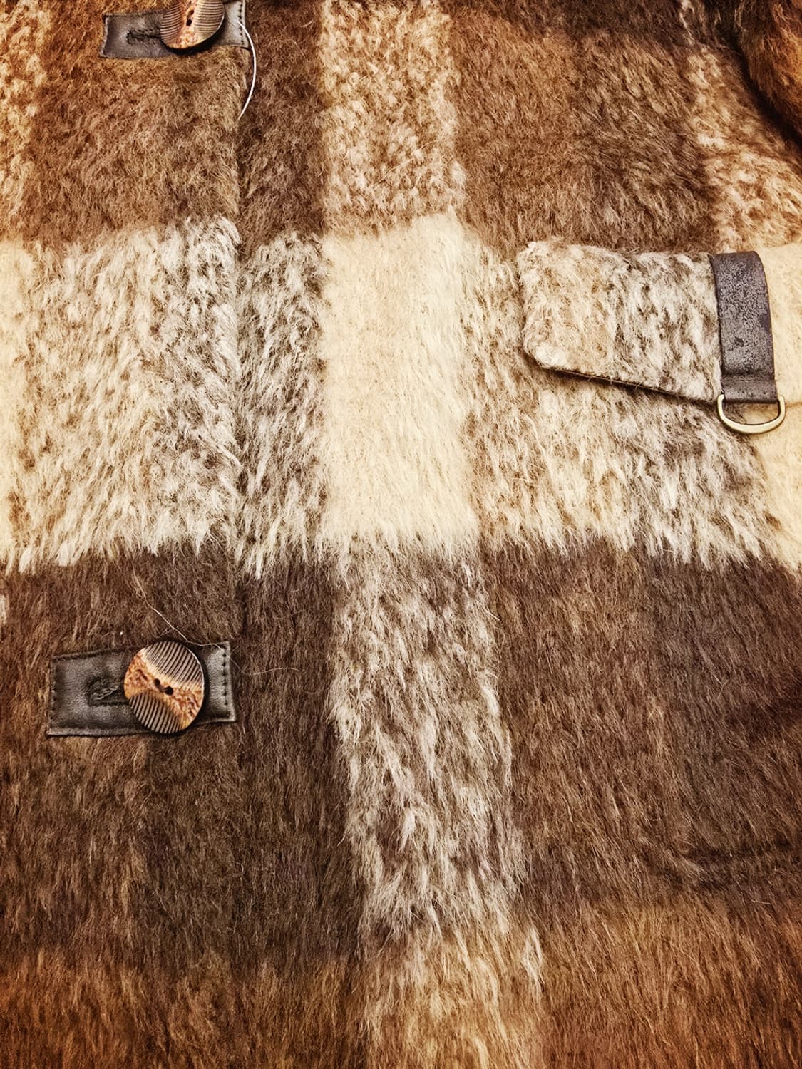 빈티지 체크 모 후드 롱코트 상품이미지4