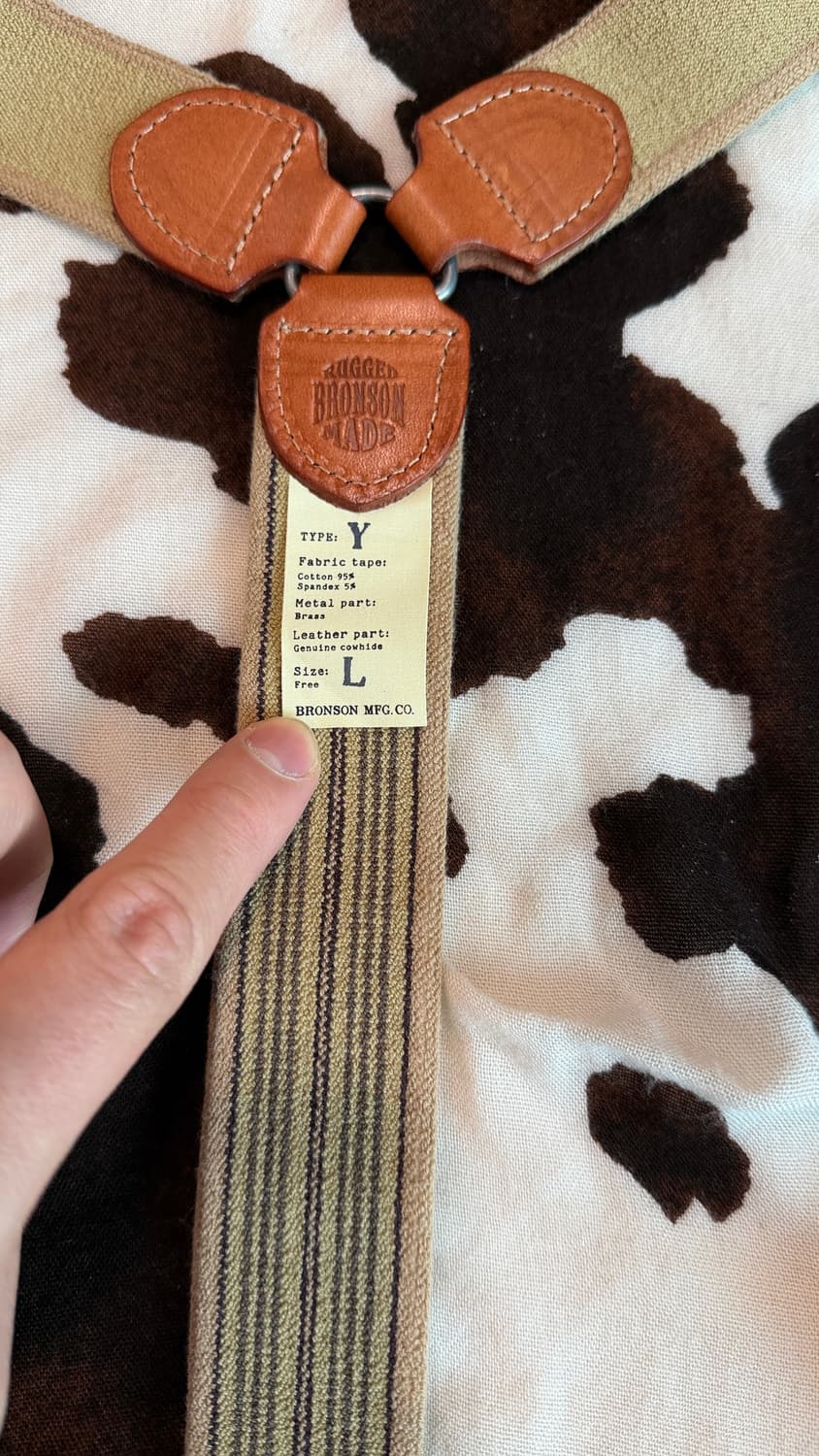 브론슨 올드타임 Y타입 서스펜더 멜빵 카키L 상품이미지2