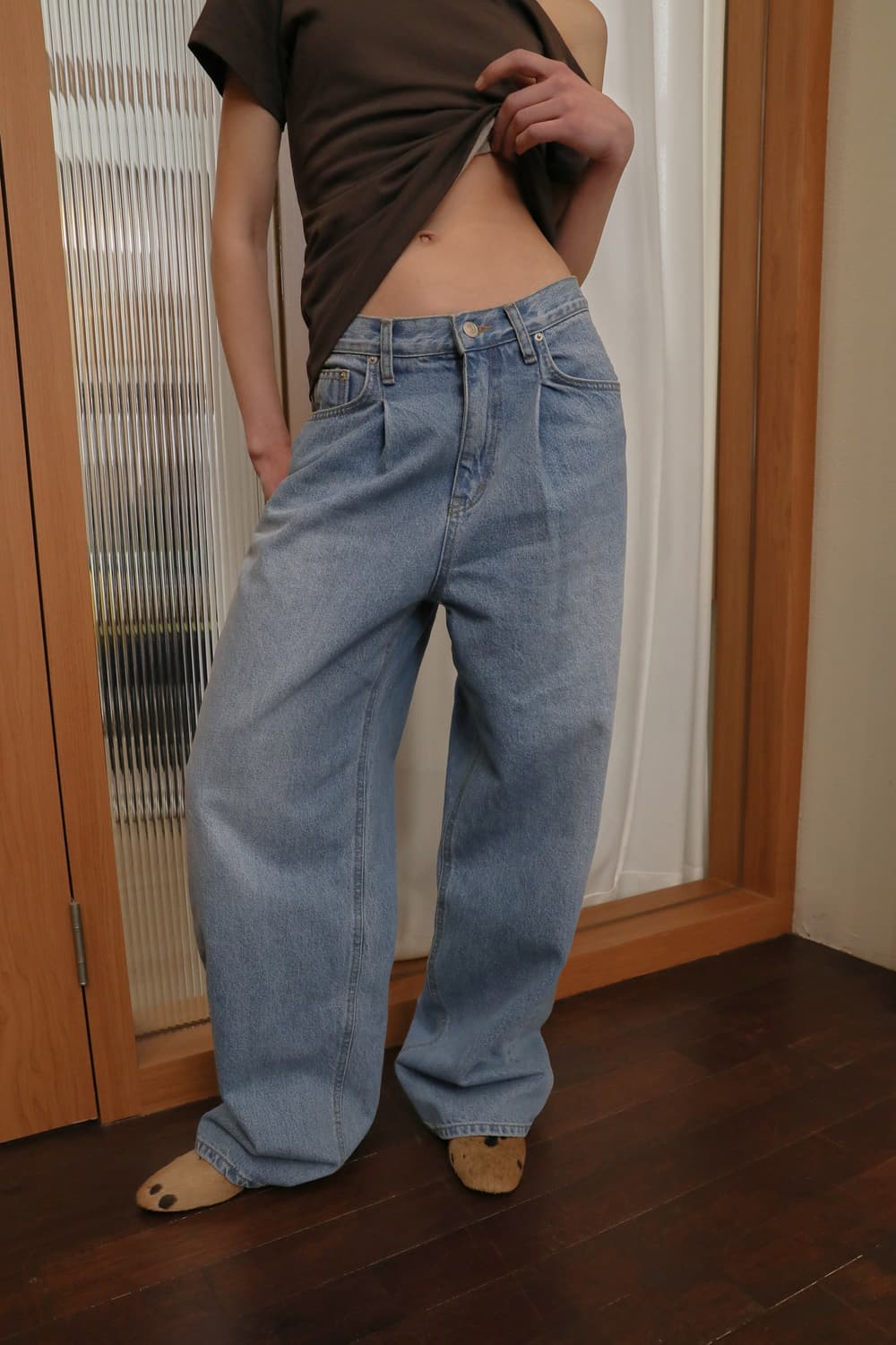 RHEME 리임 와이드 핀턱 데님 팬츠 상품이미지1