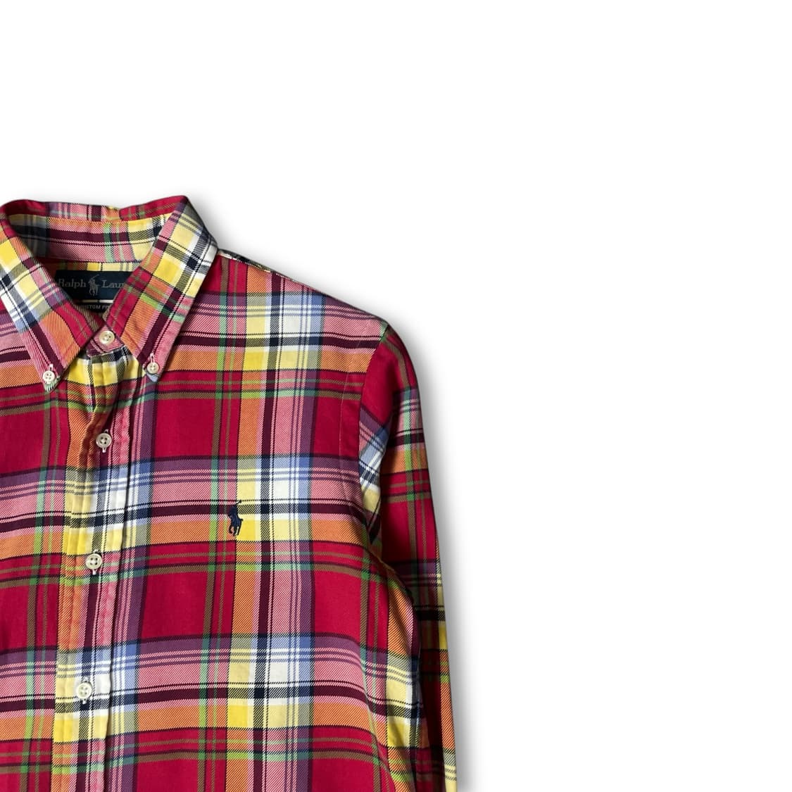 폴로랄프로렌 핑크 옐로우 블루 멀티 체크 긴팔 셔츠 커스텀핏 M 상품이미지2