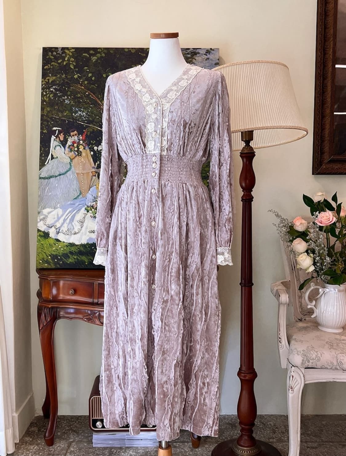 레트로문 데뷔탕트 벨벳롱원피스 상품이미지6