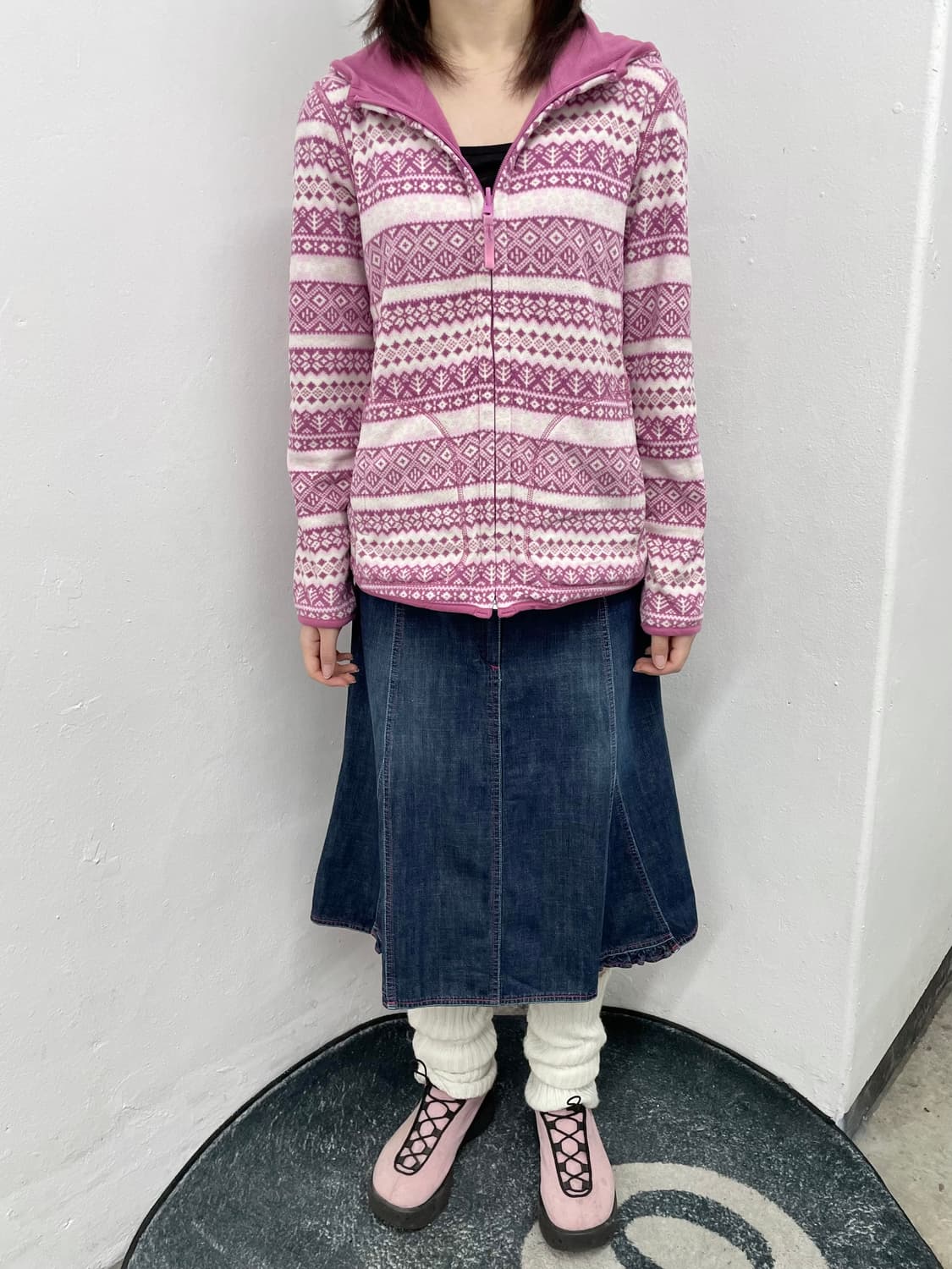 니혼진 핑크 노르딕 플리스 집업 상품이미지3